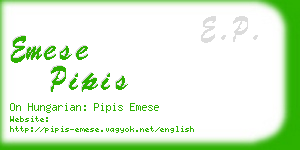 emese pipis business card